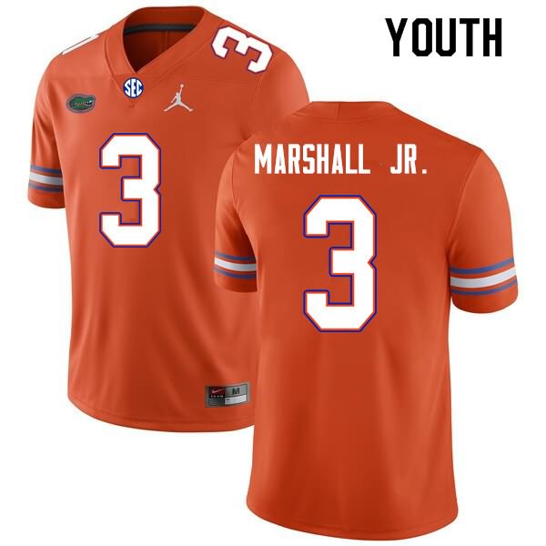 NCAA Florida Gators Jason Marshall Jr. Youth #3 Nike Orange Stitched Authentic College Football Jersey MCJ1664TO